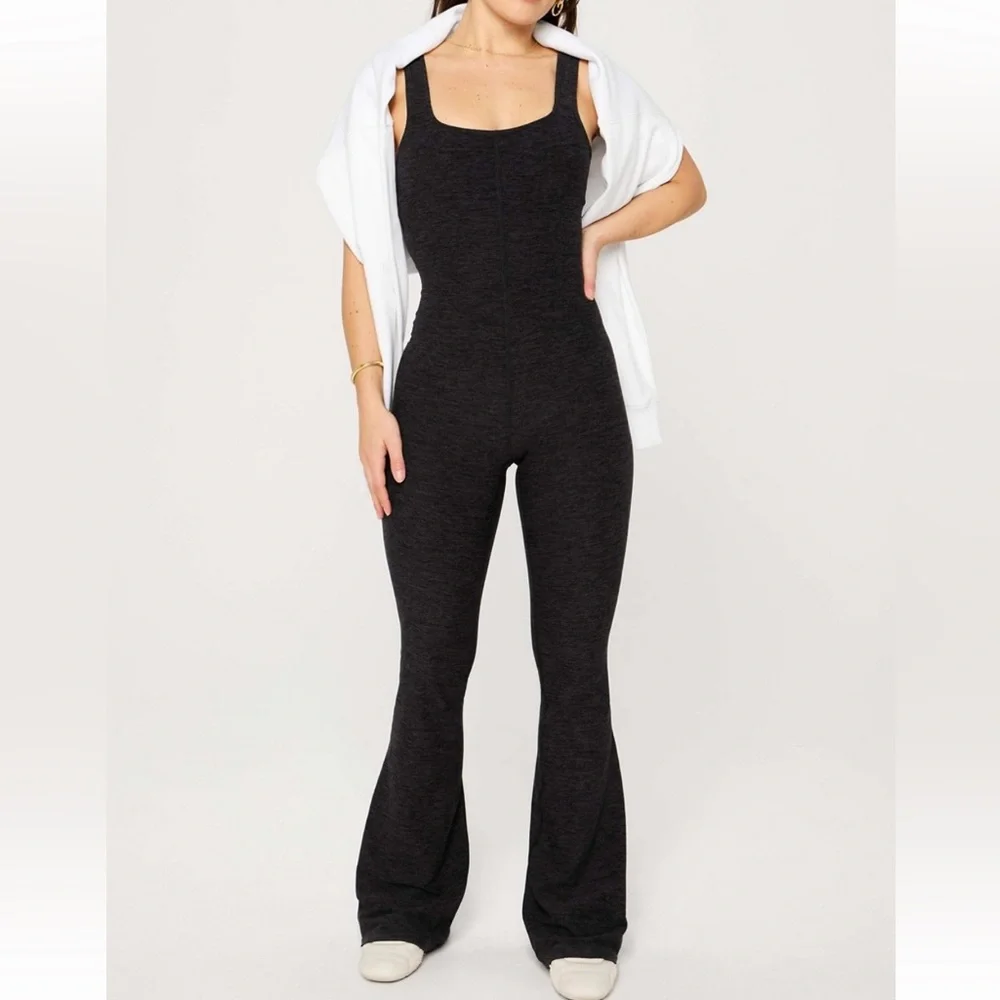 Fabletics Black Heather Flare Jumpsuit XLT - Picture 1 of 5